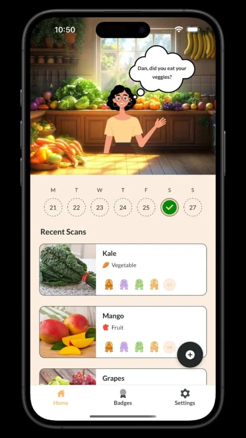 Eat More Veggies App Interface